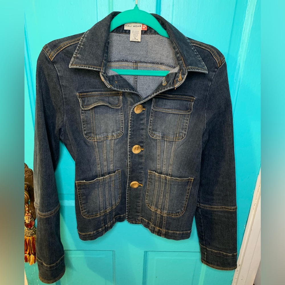 Kali Wear Boho Jean Denim Military Style Jacket